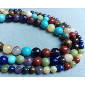 Vegyes ásványgyöngy füzér. Mix. 6mm. 1 szál.