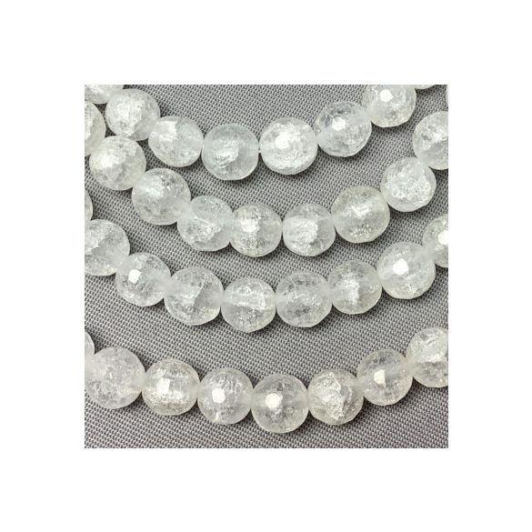 1 szál. Csiszolt, roppantott hegyikristály ásványgyöngy. 8mm. 