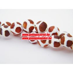   Csiszolt achát ásványgyöngy. Barna - fehér. 10mm.  1 szál.