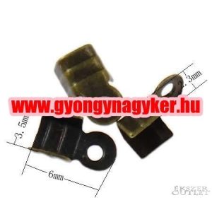  100db. Zsinór vég. Szalag vég. Antik bronz színű.6x3.5mm.  