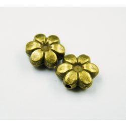   Virág köztes fémgyöngy. 9.5x9x4mm. Antik bronz szín.  10db/csomag.