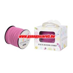   Leárazás! Velúr zsinór. 3x1.4mm. Sötét rózsaszín. 90m/db.