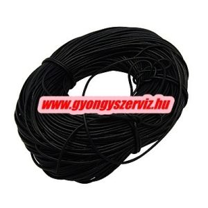 Hengeres bőr szalag, bőr zsinór. 3mm. Fekete. 10m/csomag.
