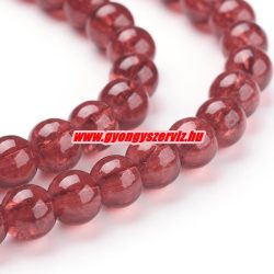 1 szál.  Roppantott üveggyöngy. 6mm, 8mm. Piros. 