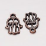 50db. Hamsa kéz. Köztes gyöngy. 20x12mm. Antik réz szín. 