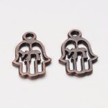 50db. Hamsa kéz. Köztes gyöngy. 20x12mm. Antik réz szín. 