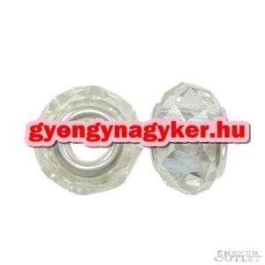 Pandora stílusú üveggyöngy. Lámpagyöngy. Kristály.  10 db/csomag.