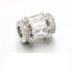   Cirkon kristályos köztes gyöngy. 11.5x9.8mm. Platina szín.