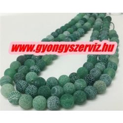   Matt, repesztett achát ásványgyöngy. 6mm. Zöld. 1 szál (40cm).