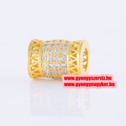   Cirkon kristályos köztes gyöngy. Cső. 8x11mm. Arany szín.