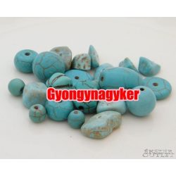 Vegyes ásvány gyöngy válogatás. Türkiz. 50g./csomag.
