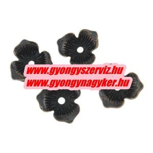 Gyöngykupak. 3 szirom. Antik réz szín. 10.5x11x2.5mm.  100db.