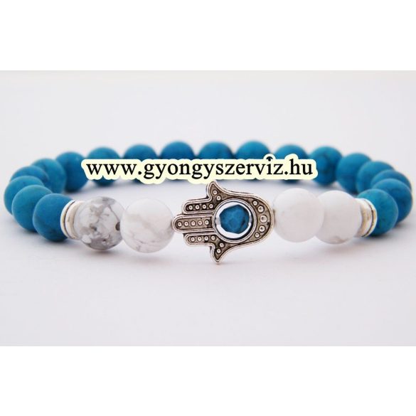 Türkiz, howlit, hamsa karkötő csomag.
