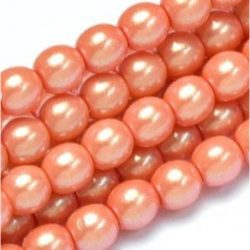 Cseh tekla üveggyöngy. 6mm. Narancs. 100db/szál.