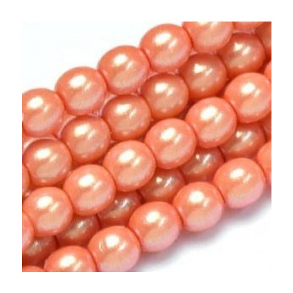 Cseh tekla üveggyöngy. 6mm. Narancs. 100db/szál.