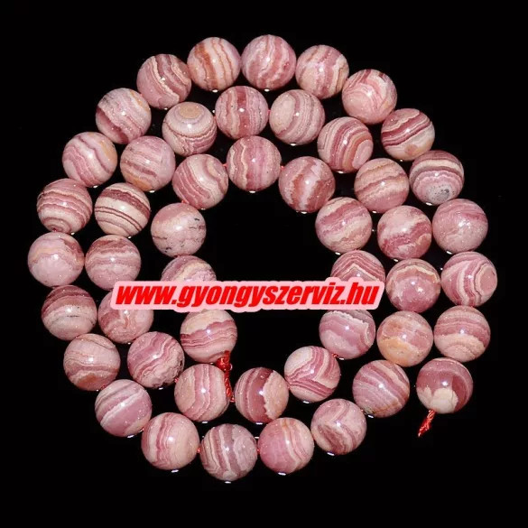 1 szál. Rodokrozit ásványgyöngy. 10mm. AA.