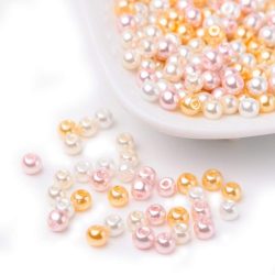   100db. Üveg tekla gyöngy. 8mm.  4 szín rózsaszín mix. AA.