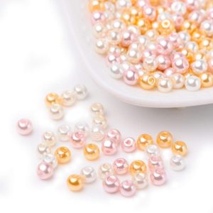 100db. Üveg tekla gyöngy. 8mm.  4 szín rózsaszín mix. AA.