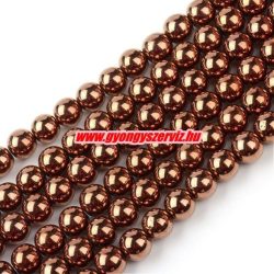 1 szál hematit ásványgyöngy. 8mm. csokoládé szín.