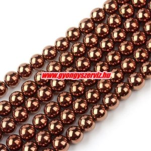 1 szál hematit ásványgyöngy. 8mm. csokoládé szín.
