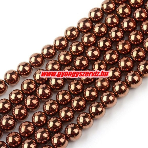 1 szál hematit ásványgyöngy. 8mm. csokoládé szín.