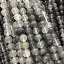 Jade ásványgyöngy. 8mm. Szürkés. 1 szál.