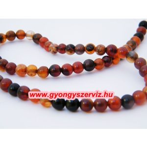 Leárazva! Achát gyöngy. 6mm. Sok szín barna.  1 szál.