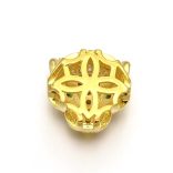 Kiárusítás! Cirkon leopárd fej gyöngy. Arany szín, zöld szem.