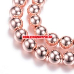   Hematit ásványgyöngy. 10mm. Rózsaarany szín. 1 szál. (kb. 40cm)