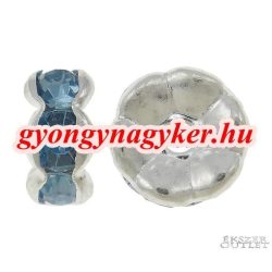   100db. Fém gyöngy. Köztes gyöngy. Rondell. 7x3mm. Világos zafír.  