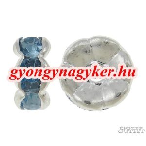 100db. Fém gyöngy. Köztes gyöngy. Rondell. 7x3mm. Világos zafír.  
