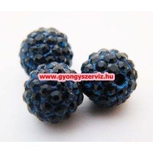 Shamballa gyöngy. 10 mm. Montana kék. 10db.
