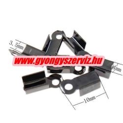    100db. Szalagvég, zsinór vég. Végzáró elem. 10x4x3.5mm. Fekete.
