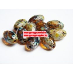   Cseh csiszolt üveggyöngy. 12x8mm. Terrakotta szivárvány. 10db/csomag.