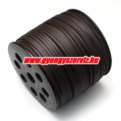 Velúr zsinór. 2.7x1.4mm. Fényes kókusz barna. 90m/db.