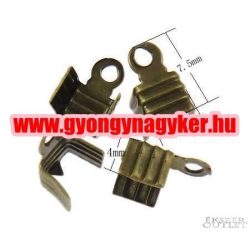    100db. Zsinór vég. Szalag vég. Antik bronz színű. 7.5x4mm.