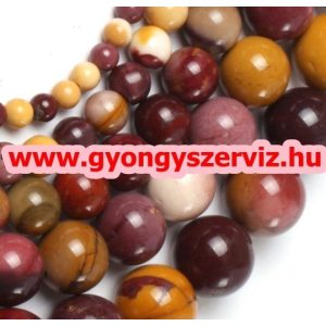 Ásványgyöngy, féldrágakő gyöngy. Mokait.  8mm. 1 szál, kb. 40cm.