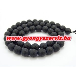 Csiszolt matt ónix ásványgyöngy. 10mm.  1 szál, kb. 40cm.