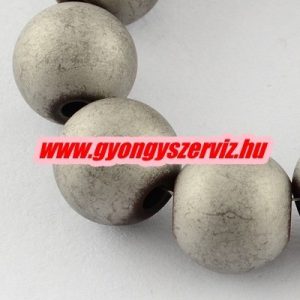 Matt hematit ásványgyöngy. 8mm. Platina szín. 1 szál. (kb. 40cm)