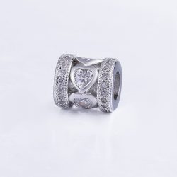 Cirkon kristályos köztes gyöngy. 9x8mm. Platina szín.