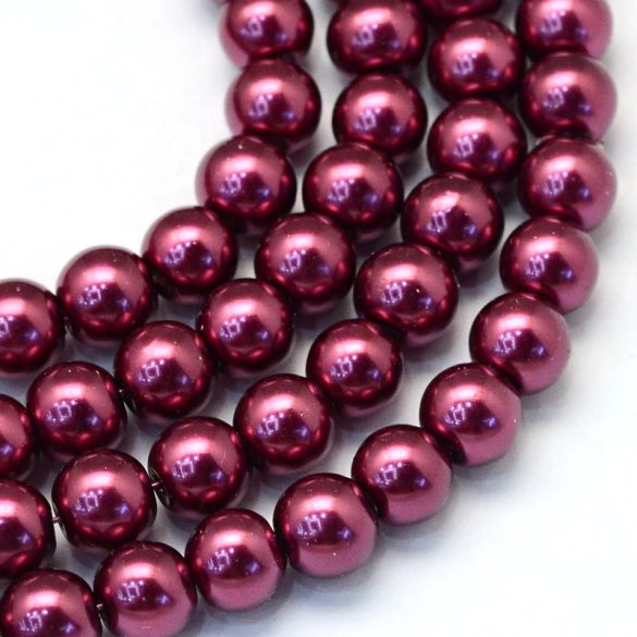 100db. Üveg tekla gyöngy. 8mm. Burgundi.