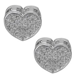   Cirkon kristályos szív köztes gyöngy. 8x7.5mm. Platina szín.