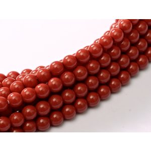 Cseh tekla üveggyöngy. 6mm. Sötét korall. 100db/szál.