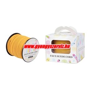 Leárazás! Velúr zsinór. 3x1.4mm. Aranysárga. 90m/db.