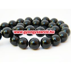Fekete achát ásványgyöngy. 10mm.  1 szál.