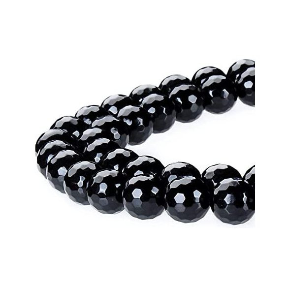 Csiszolt, (fazettált) ónix ásványgyöngy. 8mm. 1 szál.