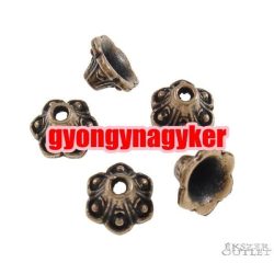   Gyöngykupak. Fém gyöngy. 8x5mm. Antik réz szín.   100db.