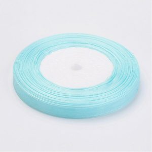 Leárazva !  Organza szalag. 10mm. Türkiz. 45.5m/tekercs.