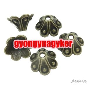 Gyöngykupak. Fém gyöngy. 10x6mm. Antik bronz szín.    100db.