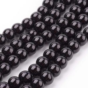 100db. Üveg tekla gyöngy. 8mm. Fekete.